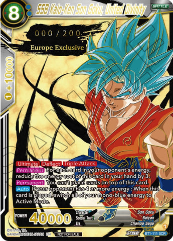 SSB Kaio-Ken Son Goku, United Divinity (European Zenkai Cup Top 16) (Serial Numbered) (BT1-111) [Tournament Promotion Cards]
