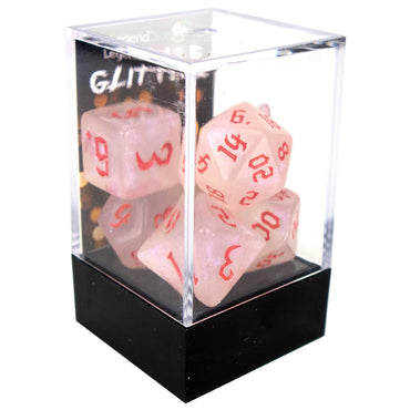 Legend Dice - Boxed Display - Poly Dice Set - Glitter - Shimmer, Red Font