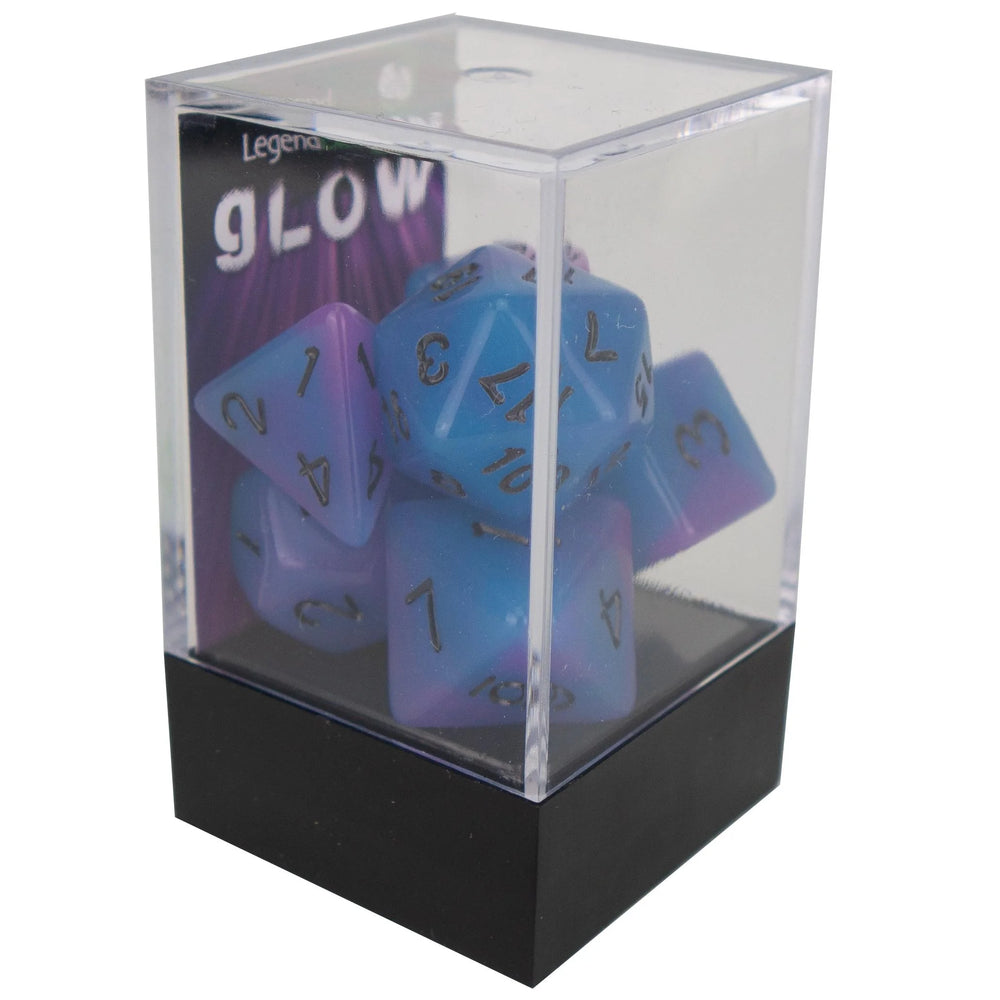 Legend Dice - Boxed Display - Poly Dice Set - Glow - Blue/Purple