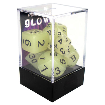 Legend Dice - Boxed Display - Poly Dice Set - Glow - Grey