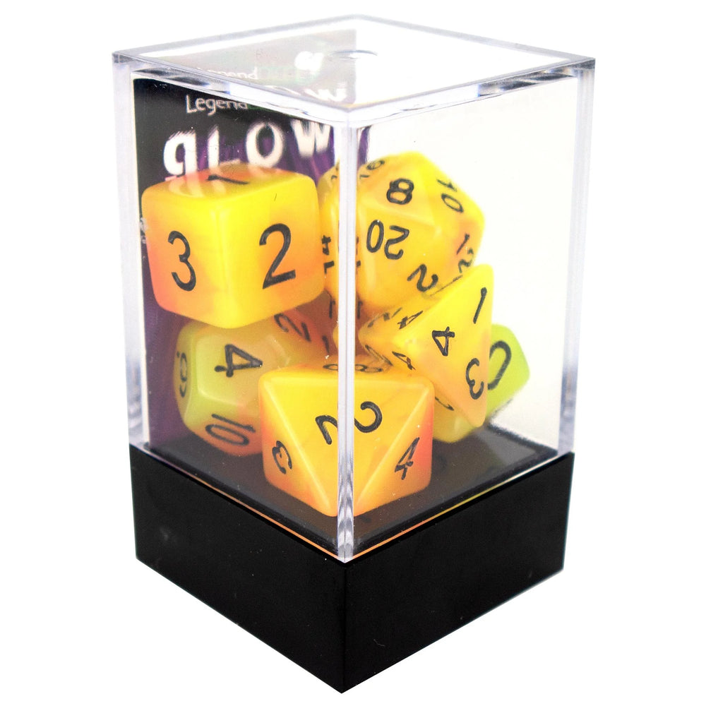 Legend Dice - Boxed Display - Poly Dice Set - Glow - Yellow/Red