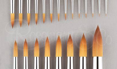 Size 4/0 - 7" - Series 301. Pointed Round Golden Synthetic - Rosemary & Co. Brushes
