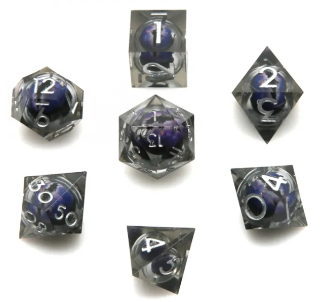 Dragon Rolling Eyes Dice Set Clear Purple
