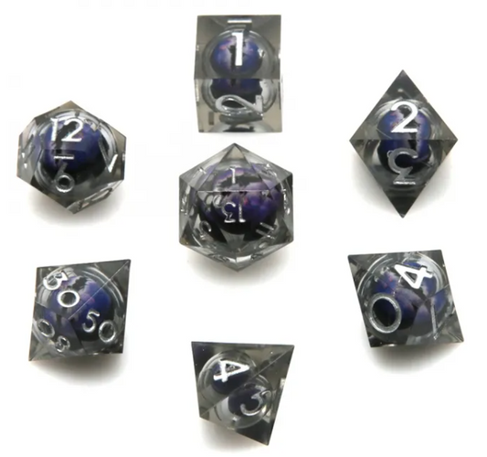 Dragon Rolling Eyes Dice Set Clear Purple