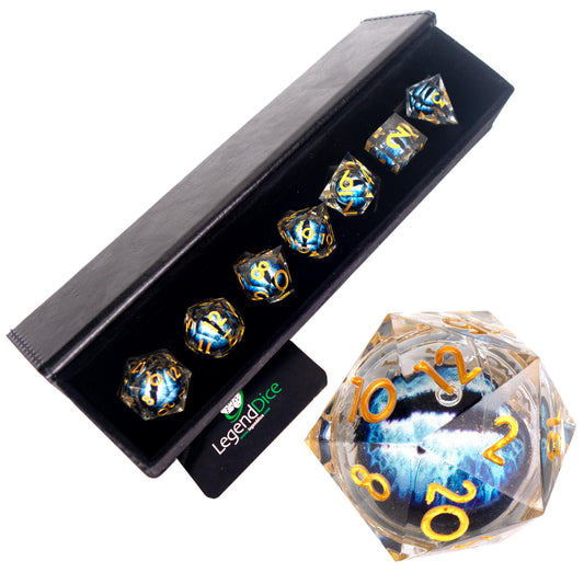 Liquid Core Dice in Case - Eyeball Ice Blue