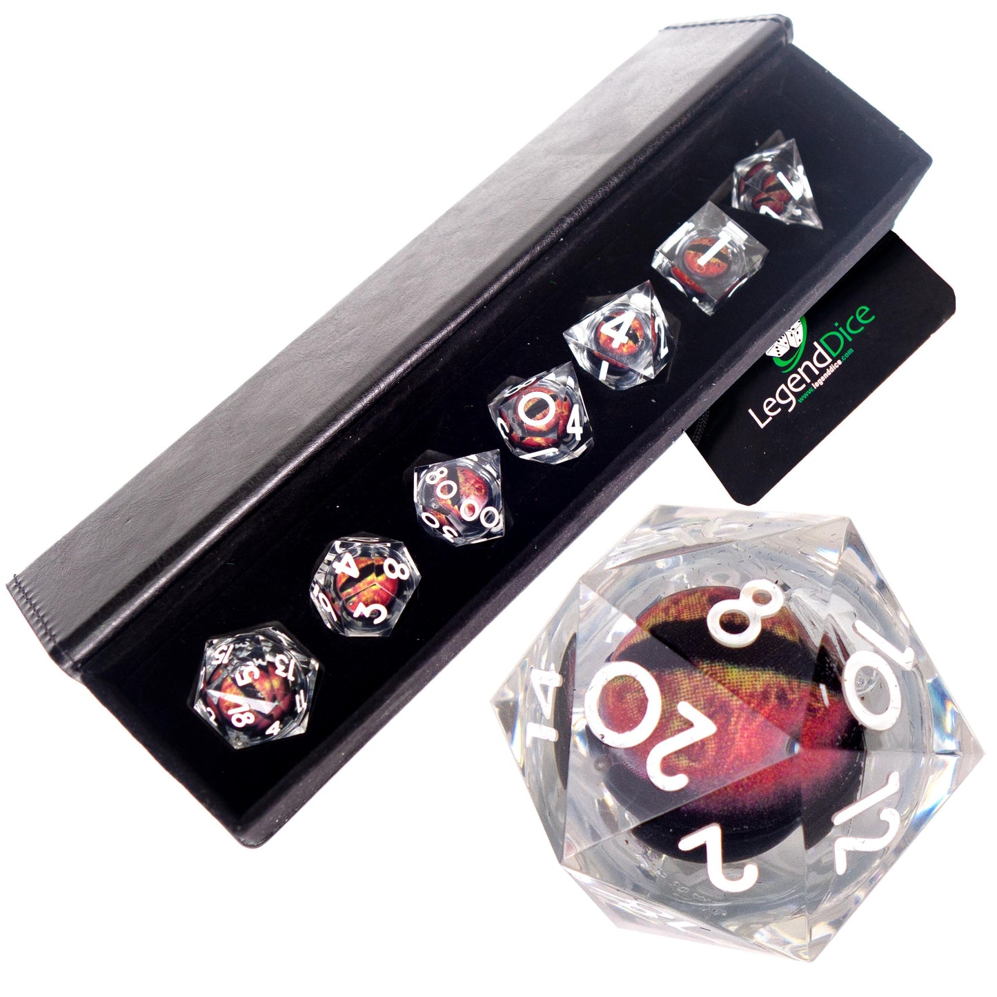 Liquid Core Dice in Case - Eyeball Blood Red
