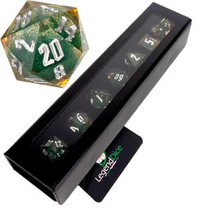 Liquid Core Dice in Case - Dual Yellow Green