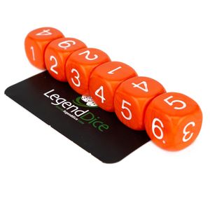 Legend Dice - Math Dice - 14mm 1-6 - Orange (White) x10