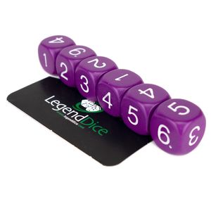 Legend Dice - Math Dice - 14mm 1-6 - Purple (White) x10