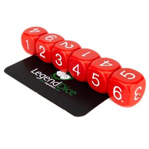 Legend Dice - Math Dice - 14mm 1-6 - Red (White) x10