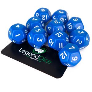 Legend Dice - Poly Dice - D12 Opaque - Blue x10
