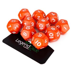 Legend Dice - Poly Dice - D12 Opaque - Orange x10