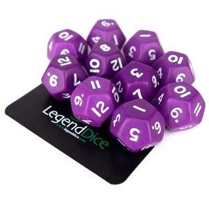 Legend Dice - Poly Dice - D12 Opaque - Purple x10