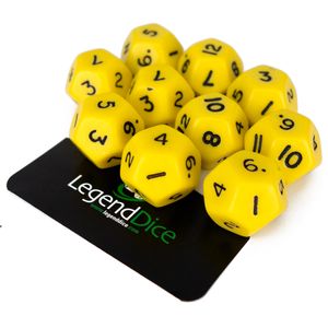 Legend Dice - Poly Dice - D12 Opaque - Yellow x10