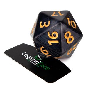 Legend Dice - Poly Dice - D20 40mm - Pearl Black
