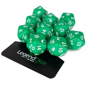 Legend Dice - Poly Dice - D20 Opaque - Green x10