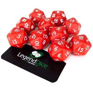 Legend Dice - Poly Dice - D20 Opaque - Red x10