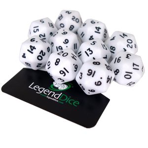 Legend Dice - Poly Dice - D20 Opaque - White x10