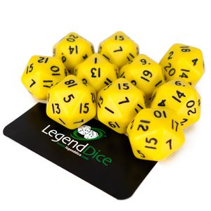 Legend Dice - Poly Dice - D20 Opaque - Yellow x10