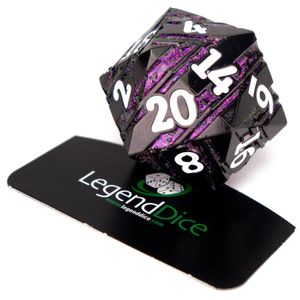 Legend Dice - D20 Metal Strata Dice 35mm - Black Purple