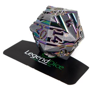 Legend Dice - D20 Metal Strata Dice 35mm - Steel Iridescent Rainbow