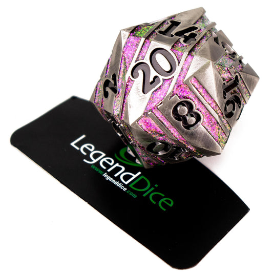 Legend Dice - D20 Metal Strata Dice 35mm - Gunmetal Purple