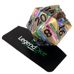Legend Dice - D20 Metal Strata Dice 35mm - Gold Rainbow