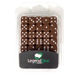 Legend Dice - Spot Dice - 12mm Opaque Brown x35, Clamshell D6
