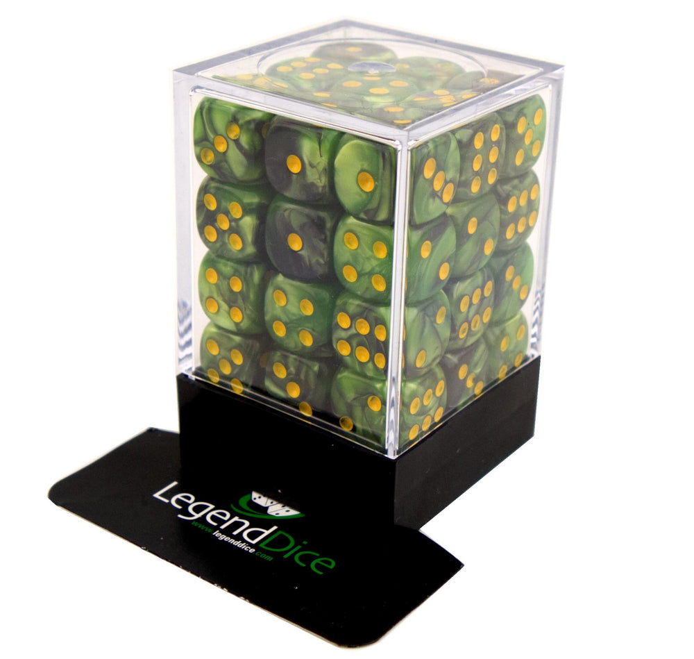 Legend Dice - Spot Dice Cube - 36x 12mm - Green and black (Yellow)