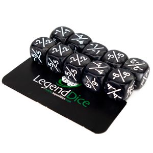 Legend Dice - Token Dice - 12mm Pearl Black -1/-1 x10