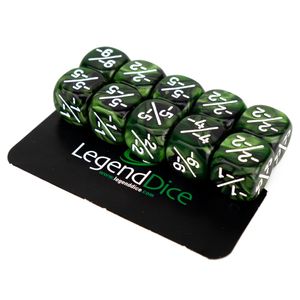 Legend Dice - Token Dice - 12mm Pearl Dark Green -1/-1 x10