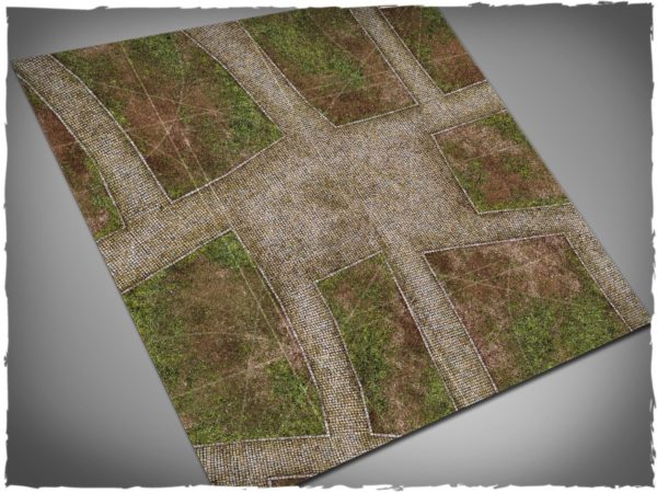 DeepCut Studio Game mat - Cobblestone Streets - Mousepad, 3x3 w/ Malifaux markings