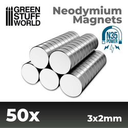 Green Stuff World Neodymium Magnets 3x2mm - 50 units (N35)