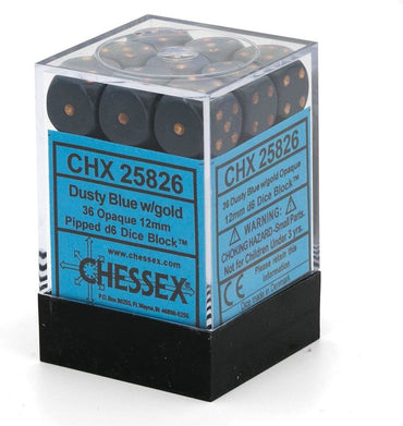 Chessex - 12mm D6 Dice Block - Dusty Blue w/Gold