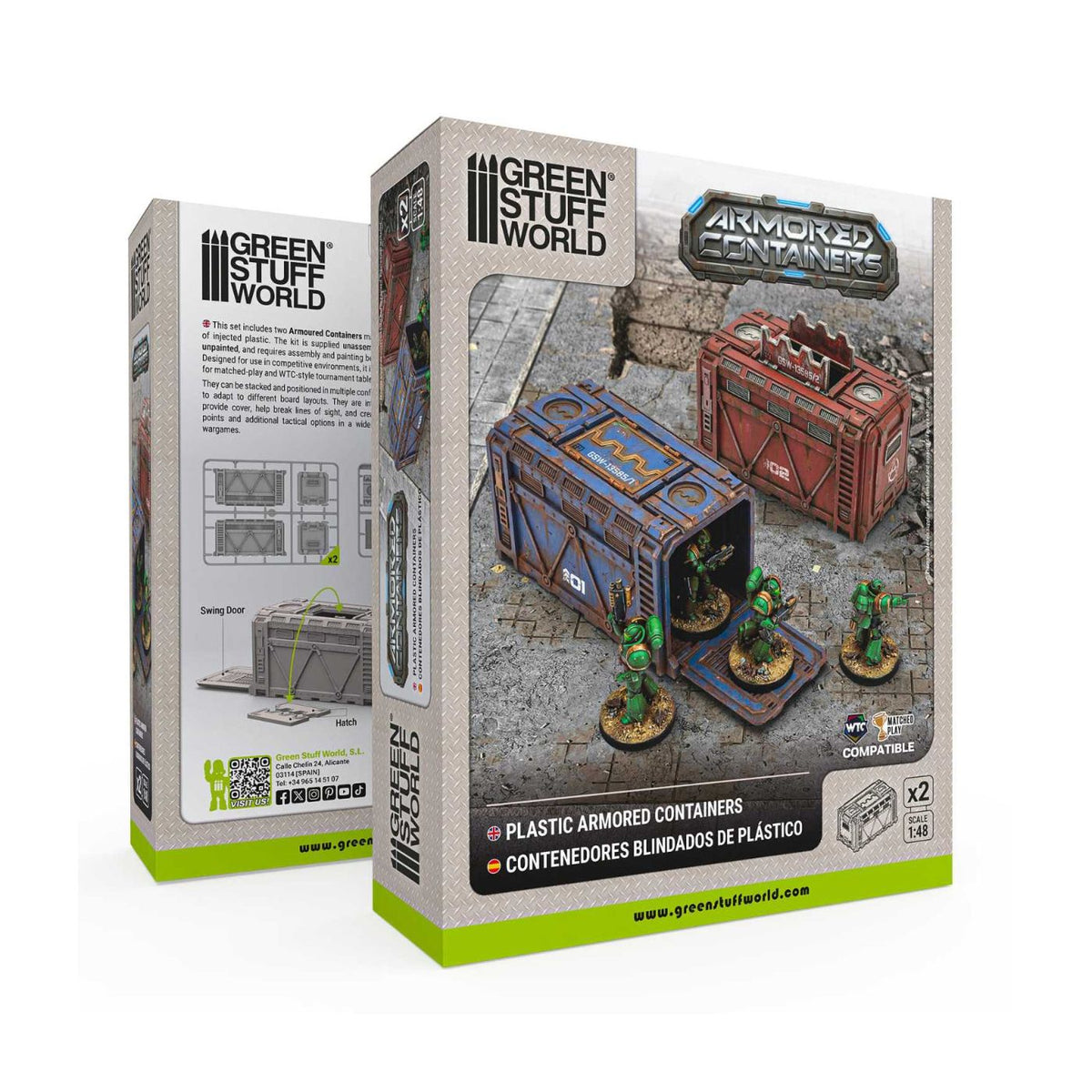 Green Stuff World Plastic Sci-fi armored container (Pack x2)