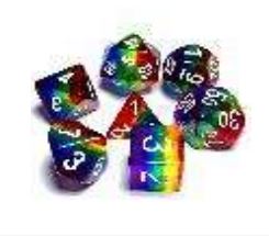 Clear Rainbow Polyhedral Dice Set