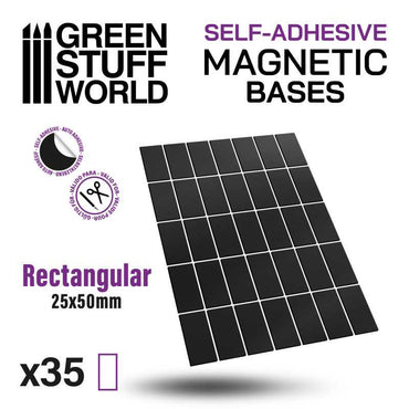 Green Stuff World Rectangular Magnetic Sheet SELF-ADHESIVE - 25x50mm