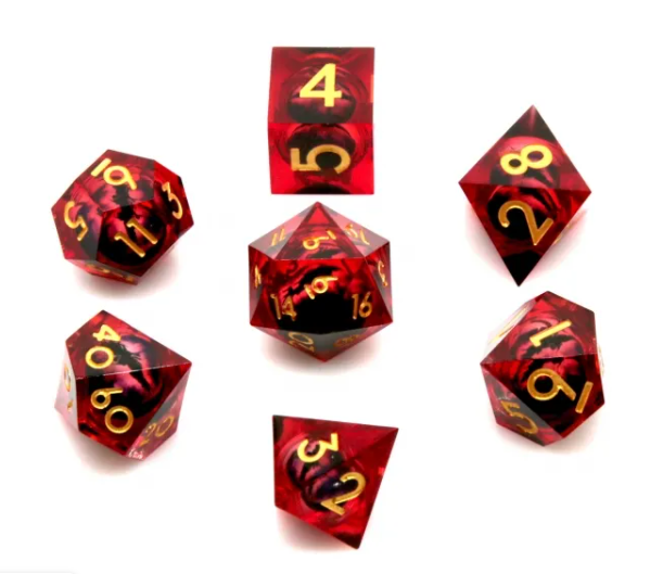 Dragon Rolling Eyes Dice Set Red