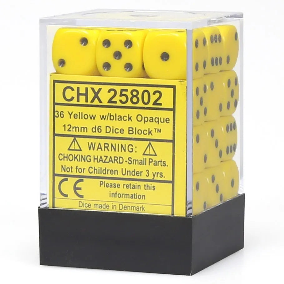 Chessex - 12mm D6 Dice Block - Yellow w/Black