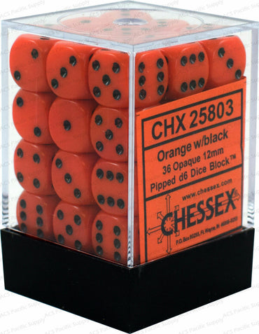 Chessex - 12mm D6 Dice Block - Orange w/Black