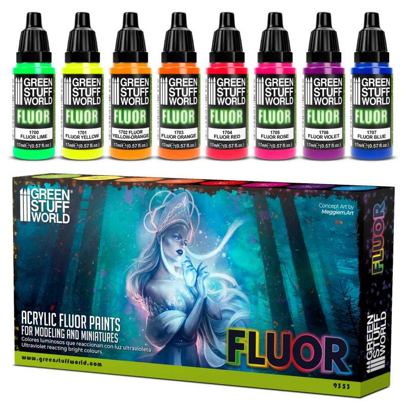 Green Stuff World: Set of 8x Fluor Paints