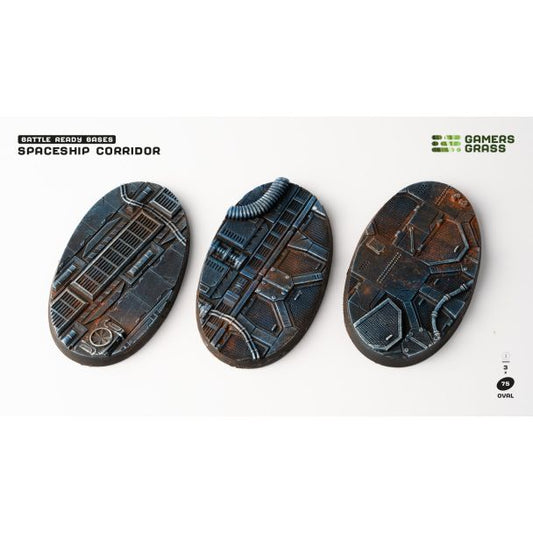 Spaceship Corridor Bases, Oval 75mm (x3) - Gamers Grass