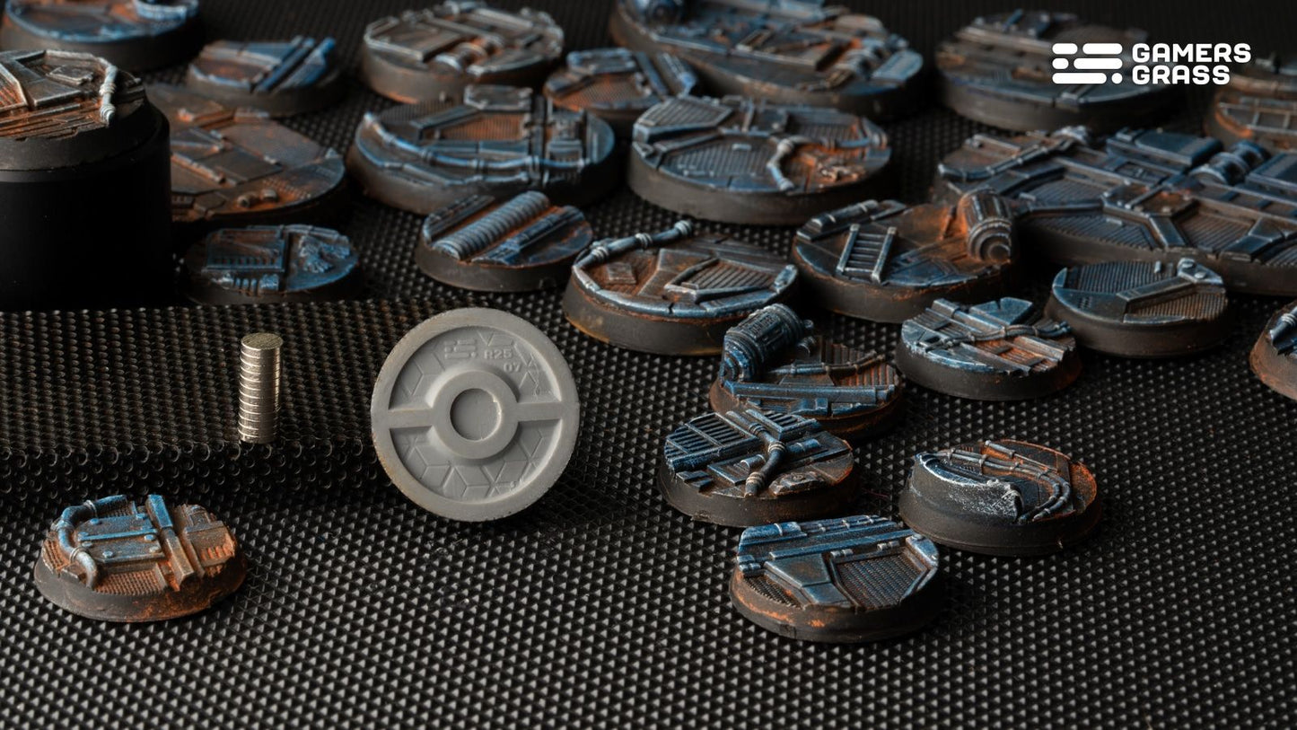 Spaceship Corridor Bases, Round 25mm (x10) - Gamers Grass