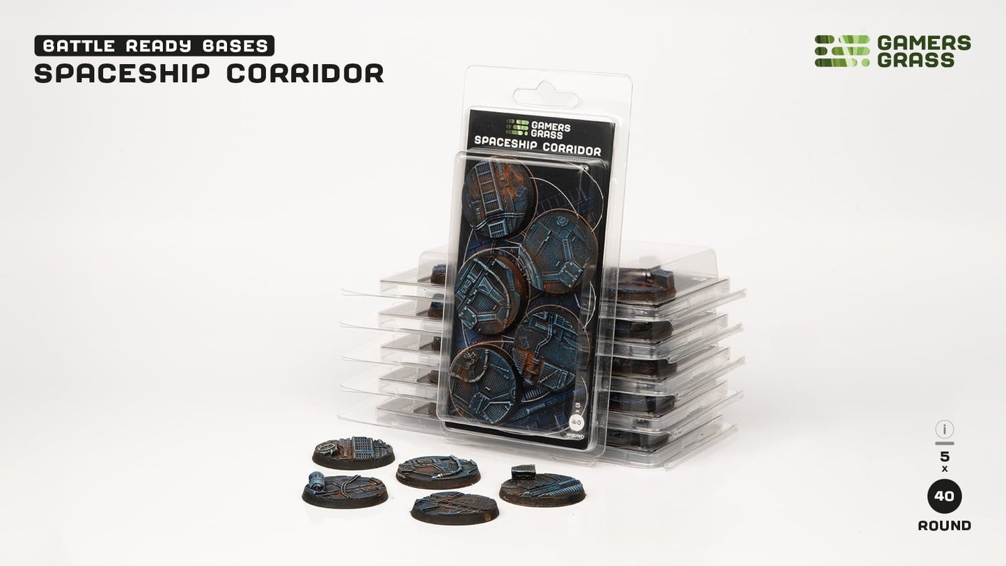 Spaceship Corridor Bases, Round 40mm (x5) - Gamers Grass