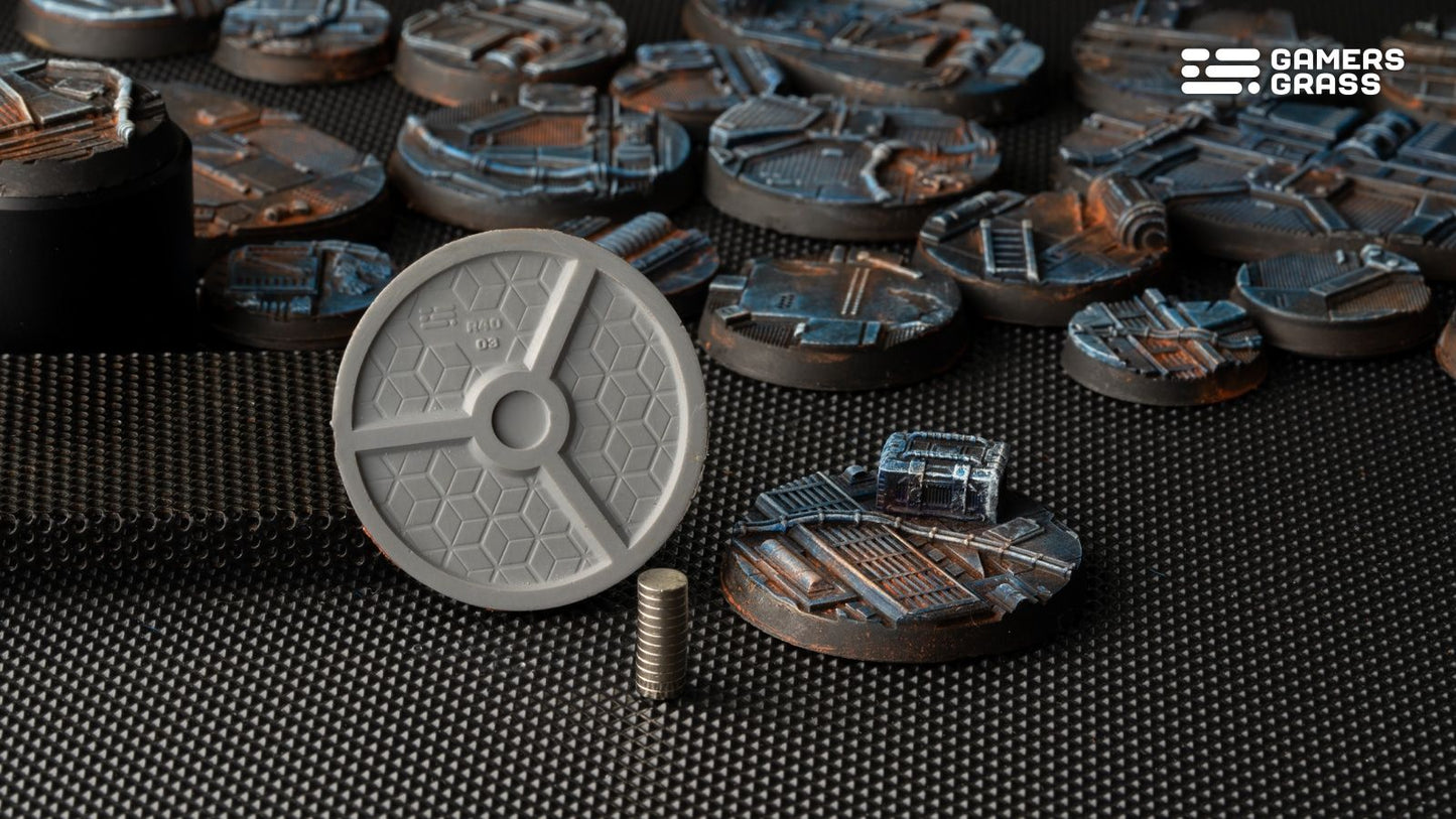 Spaceship Corridor Bases, Round 40mm (x5) - Gamers Grass