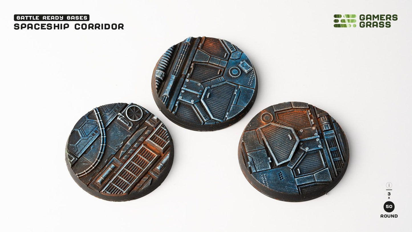 Spaceship Corridor Bases, Round 50mm (x3) - Gamers Grass