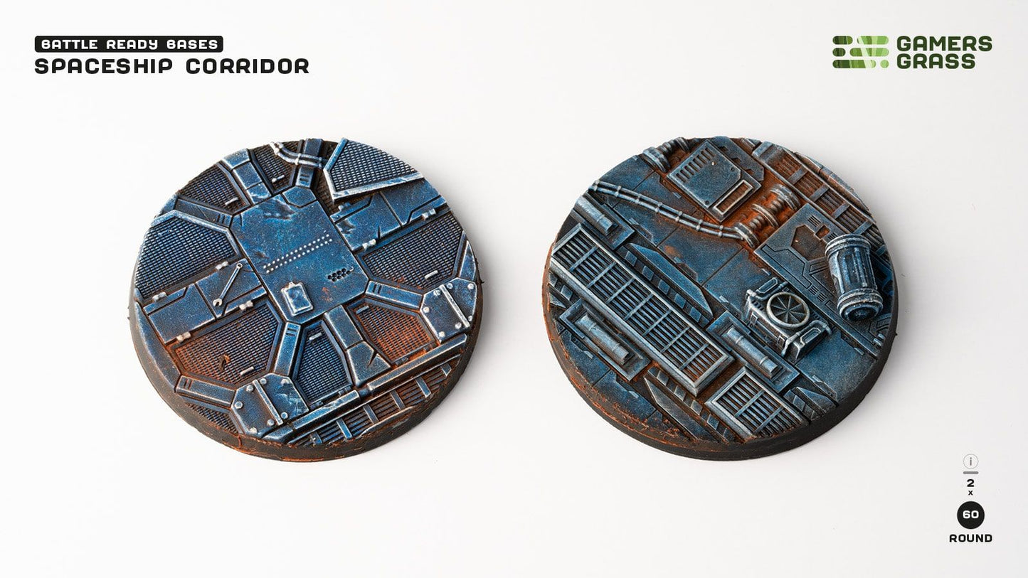 Spaceship Corridor Bases, Round 60mm (x2) - Gamers Grass