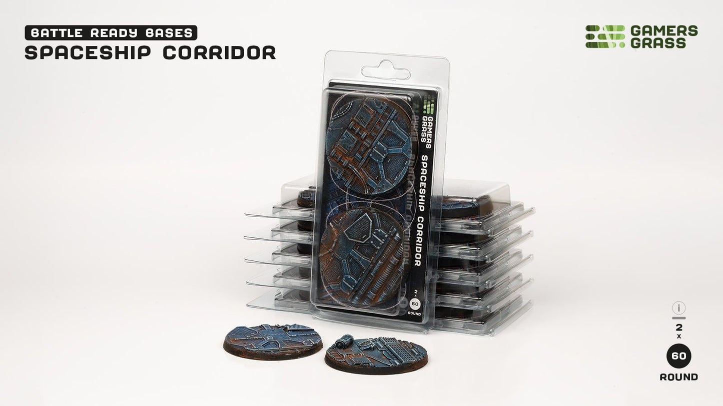 Spaceship Corridor Bases, Round 60mm (x2) - Gamers Grass