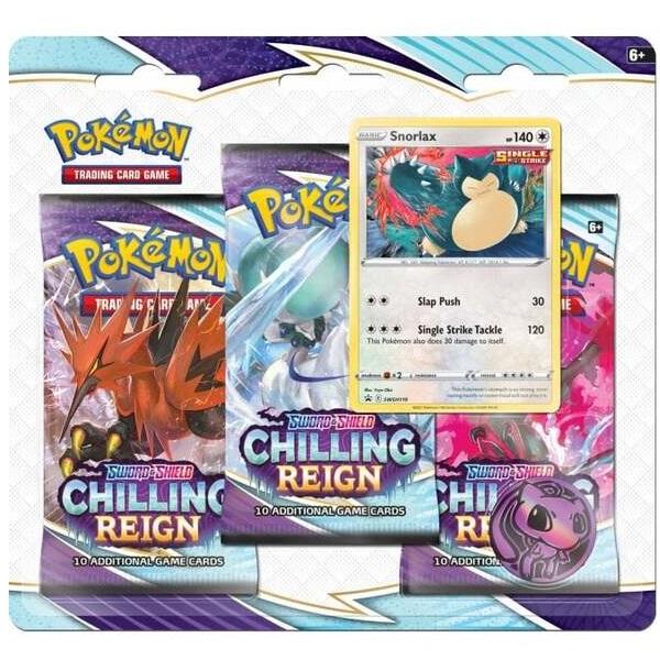Pokémon TCG: Sword & Shield 6 Chilling Reign n 3-Pack Booster Display Snorlax