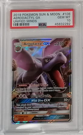 Pokemon PSA 10 - Aerodactyl GX 106 [SM - Unified Minds]
